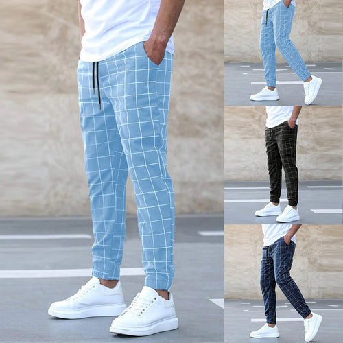 Trendy checkered trousers for men with elastic waist and side pockets Lune London