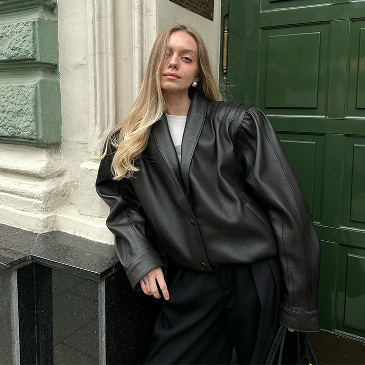 Oversized leather blazer for women Lune London