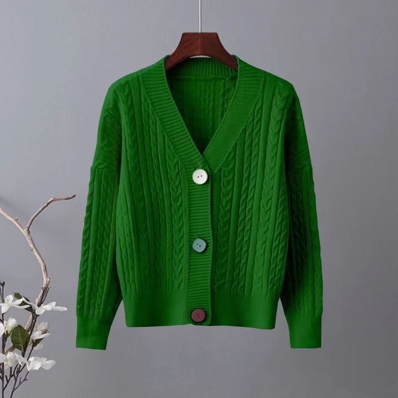 Cardigan en tricot épais pour femme avec col en V et boutons décoratifs Chic & Stil