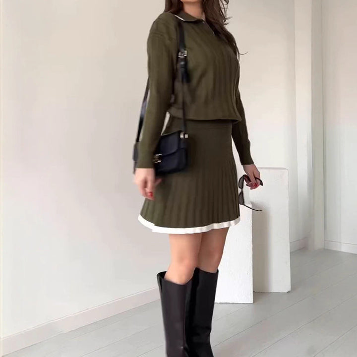 Polo dress for women with ribbed structure and button placket Lune London