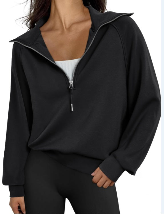 Casual pullover for women with high collar and zip Lune London