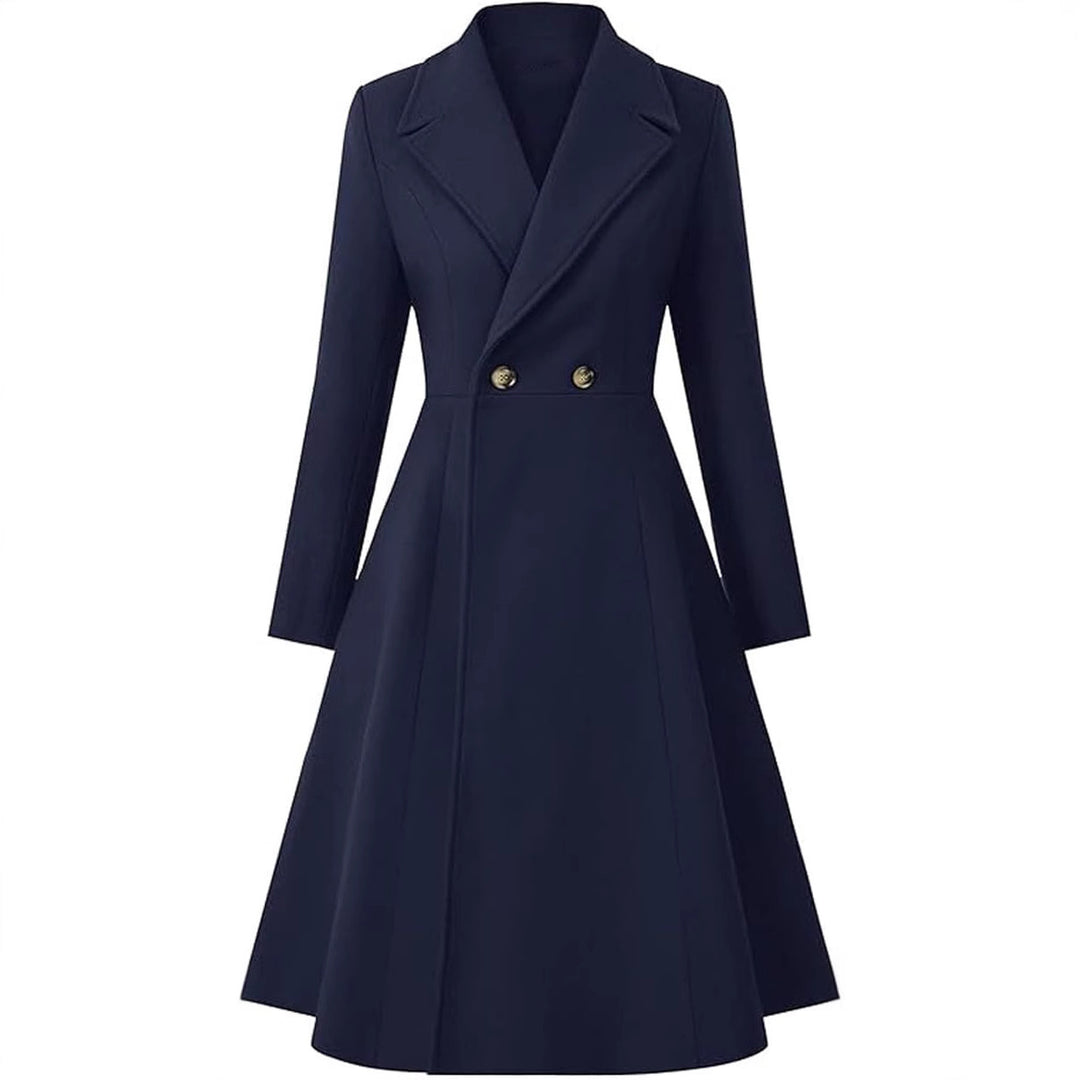 Ladies Elegant Oversized Coat with Double Row of Buttons Lune London