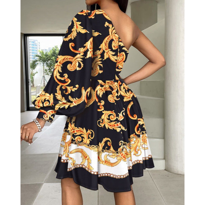 Elegant floral dresses with a single shoulder Lune London