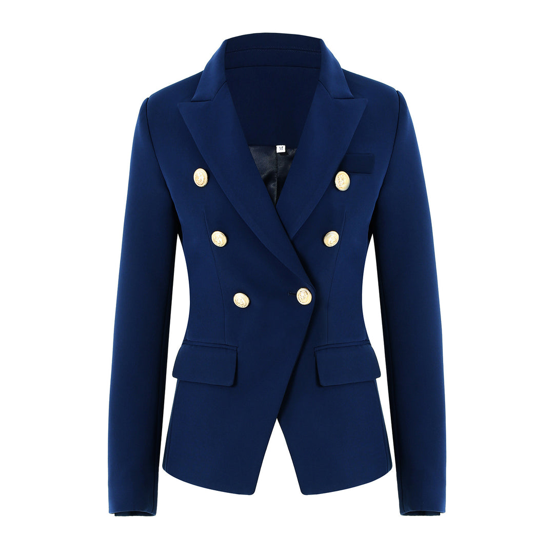 Ladies Elegant Double-Breasted Blazer with Golden Buttons Lune London