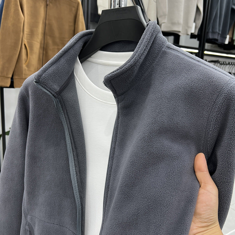Fleece jacket for men with high collar and practical pockets Lune London