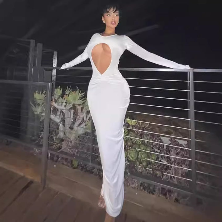 Sculpting maxi dress for women with creative cutouts Lune London