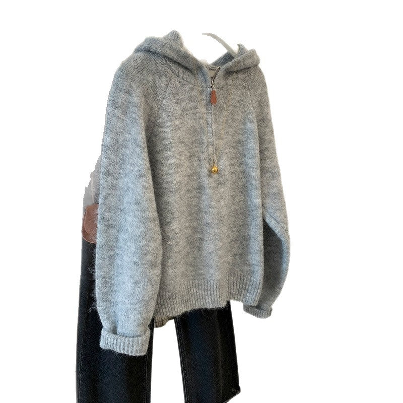 Sweat à capuche confortable pour femmes avec demi-fermeture éclair et poche kangourou Chic & Stil
