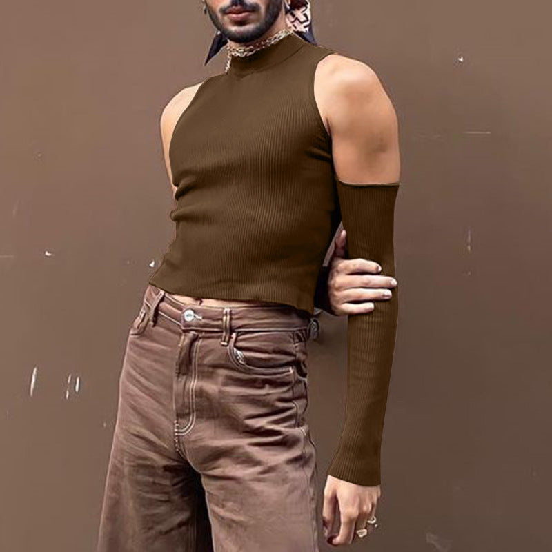 Men's sleeveless top with high collar in fashion and long sleeve design Lune London