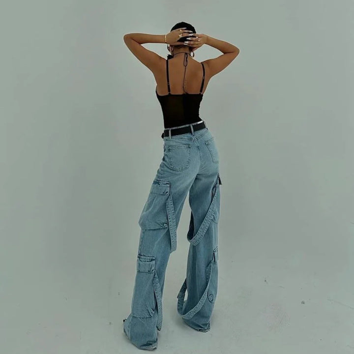 Women's cargo jeans with unique patches and a striking design Lune London