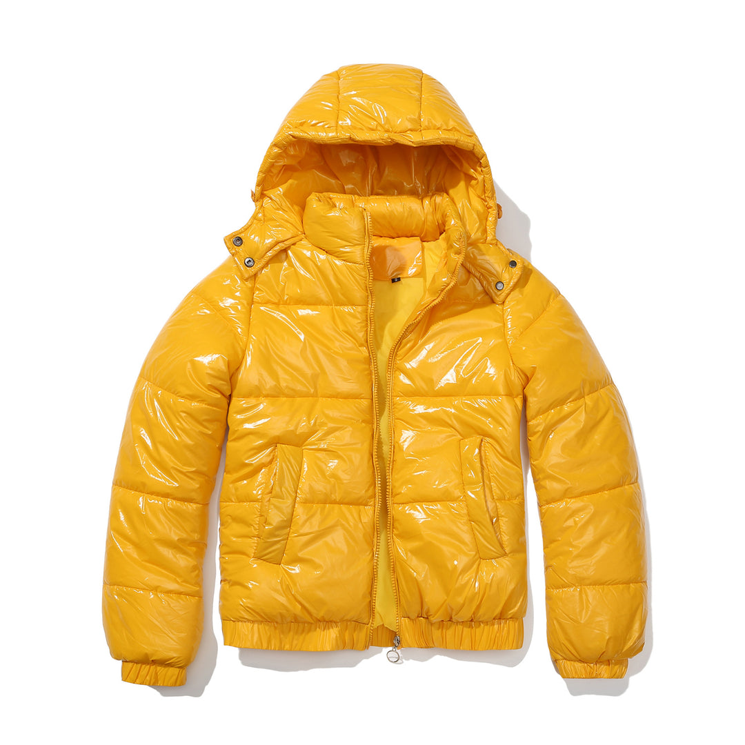 Shiny quilted jacket for women with removable hood Lune London