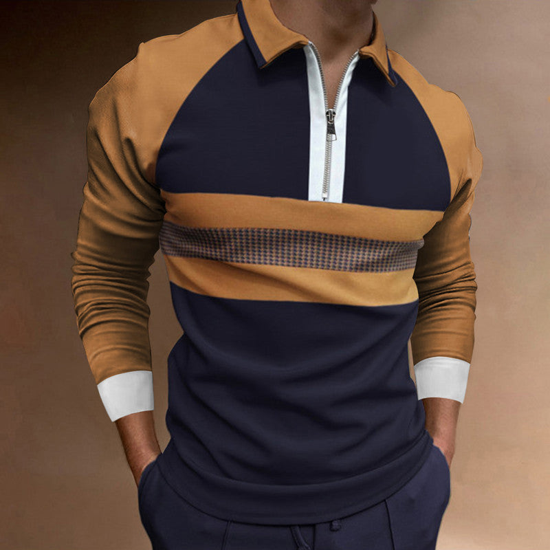 Long sleeve polo shirt for men with modern zip closure and sporty accents Lune London