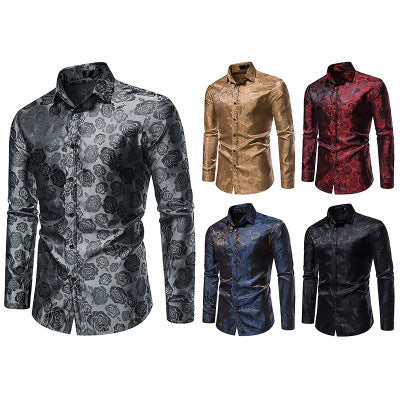 Shirt for men with floral patterns and an elegant shine Lune London