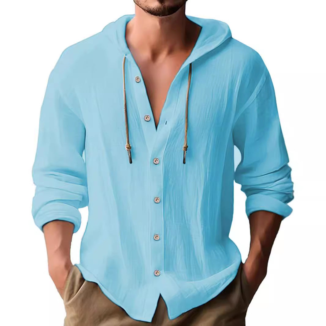 Casual hoodie shirt for men with button placket and elastic sleeves Lune London