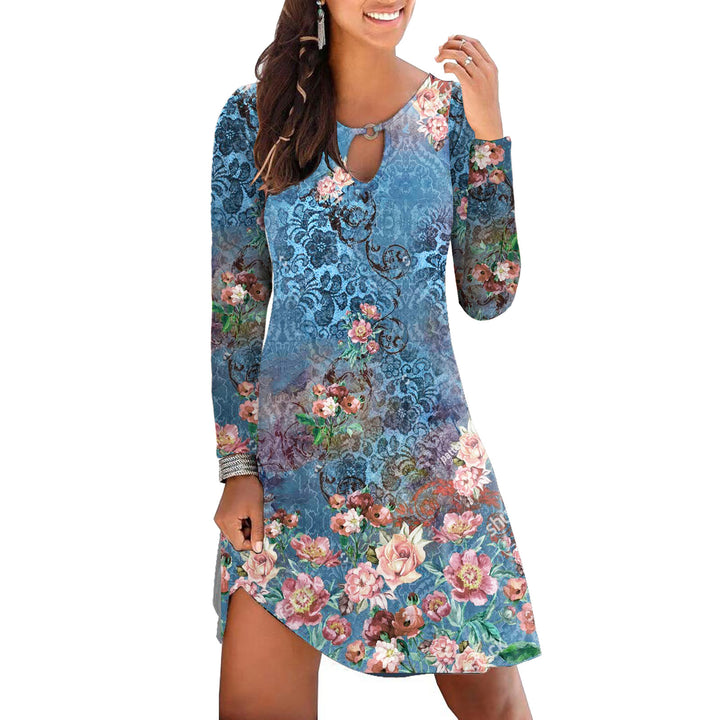 Casual summer dress for women with floral accents and V-neck Lune London