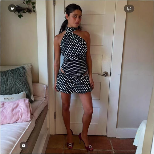 Dress for women with elastic waist and elegant tie straps Lune London