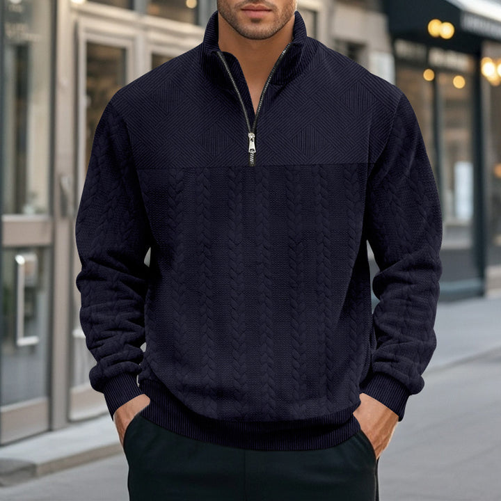 Men's knitted sweater with modern high collar and zip Lune London