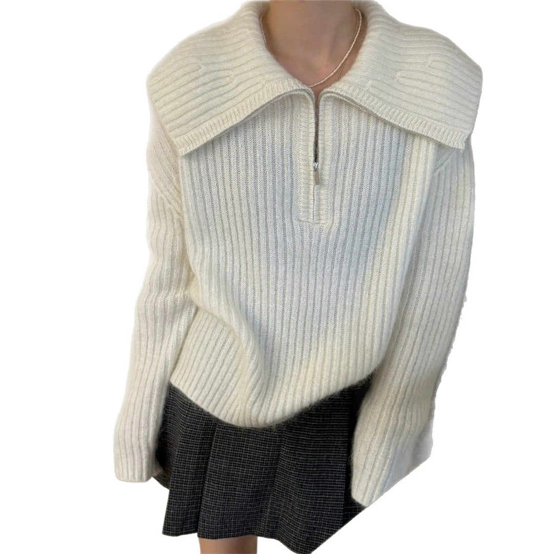 Pull en tricot pour femme avec grand col et fermeture éclair Chic & Stil