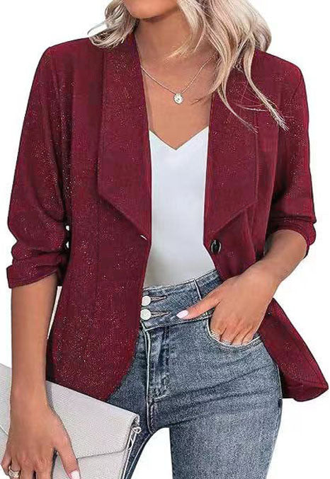 Women's Glitter Blazer Jacket with Feminine Silhouette and Elegant Lapels Lune London