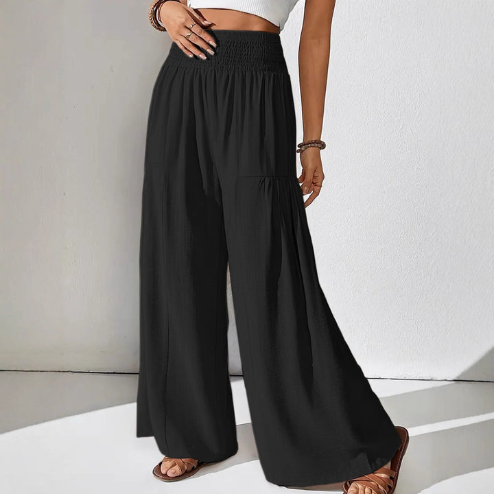 Pantalons larges d'été pour femmes avec taille élastique et poches latérales Chic & Stil
