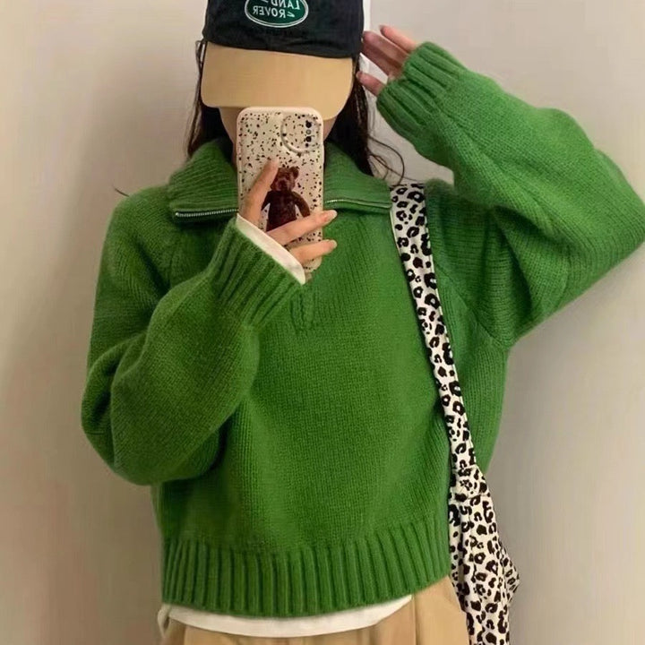 Women soft knit sweater with voluminous sleeves and an elastic waist Lune London