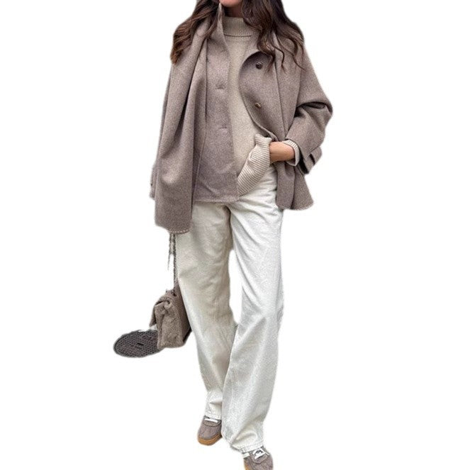 Wool coat plus size for women with trendy cut and practical pockets Lune London