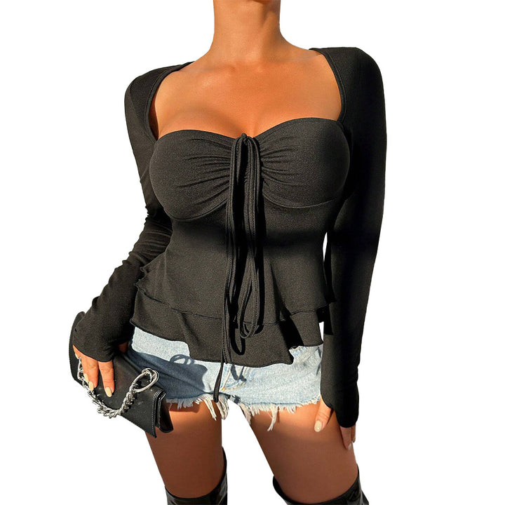 Elegant top for women with stylish draping and long sleeves Chic & Stil