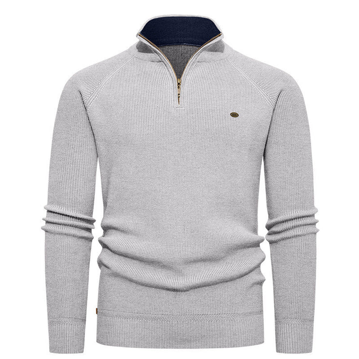 Knitted pullover for men with a high collar and zipper Lune London
