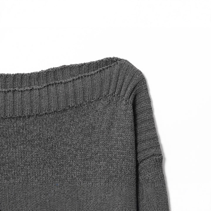 Casual knit sweater for women with wide collar and contrasting cuffs Lune London