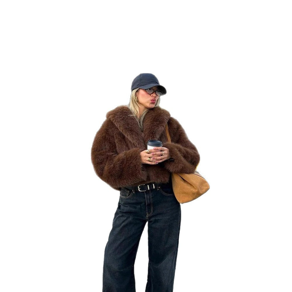 Ladies Oversized Faux Fur Jacket Lune London