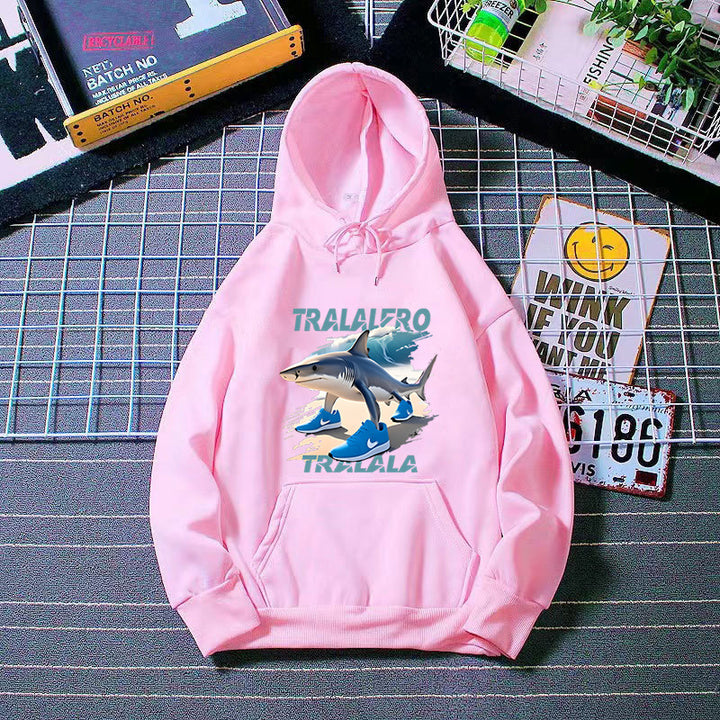Women's hoodie with funny shark motif and graphic elements Chic & Stil
