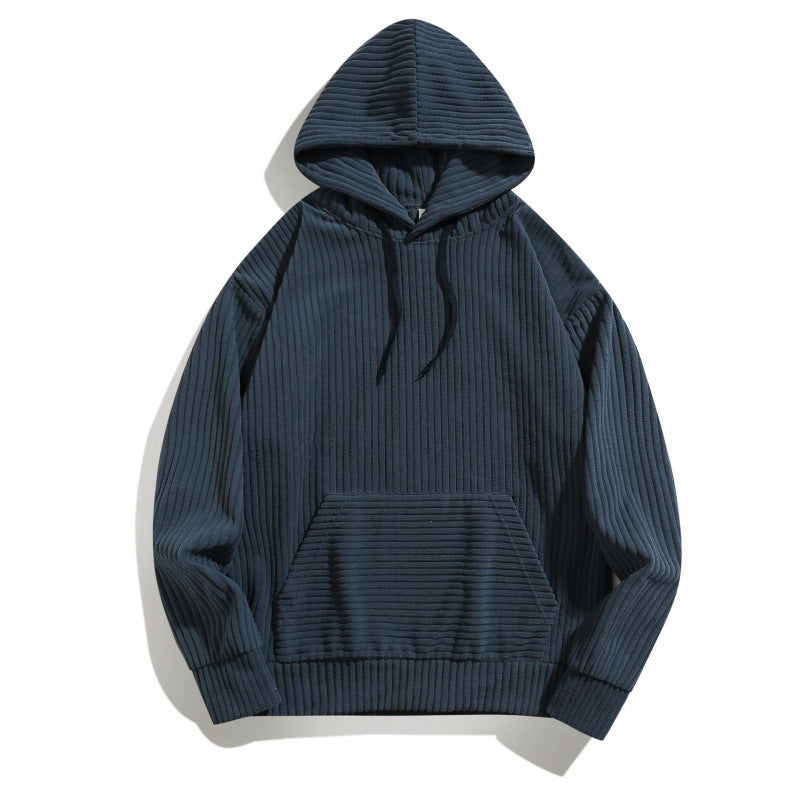 Men's casual hoodie with a textured striped pattern and practical pockets Lune London