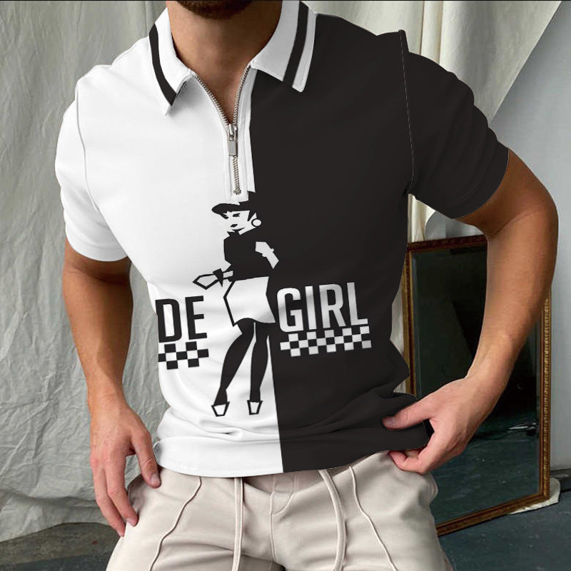 Chic und Stil elegant short-sleeved checkered polo shirt for men