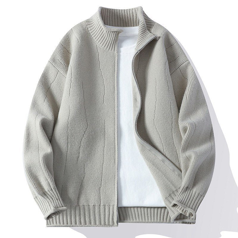 Fashion knit jacket for men with stand-up collar and zipper Lune London