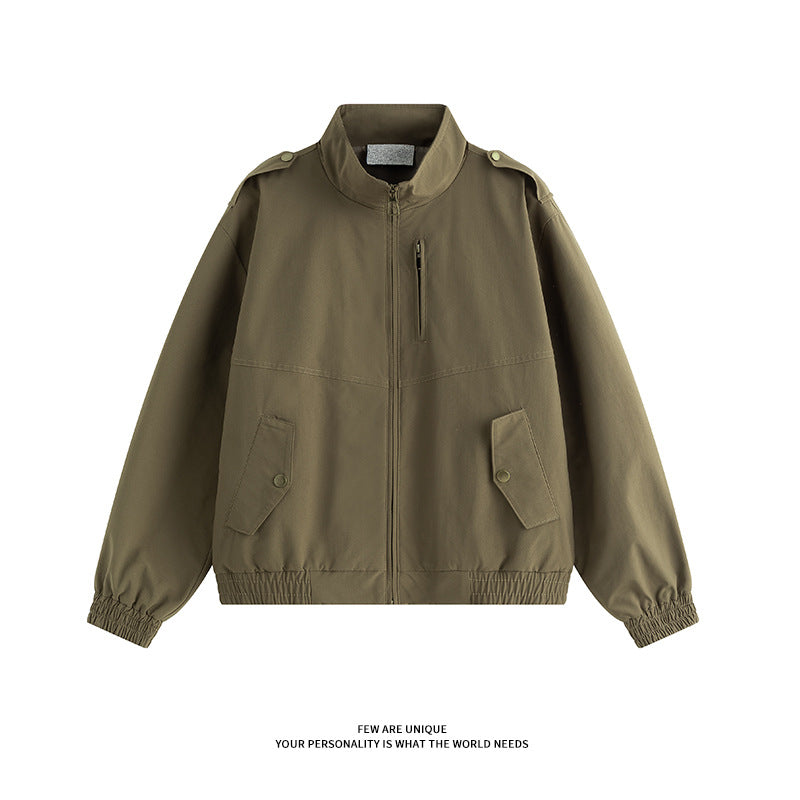 Practical leisure jacket for men with stand-up collar and side bellows pockets Lune London
