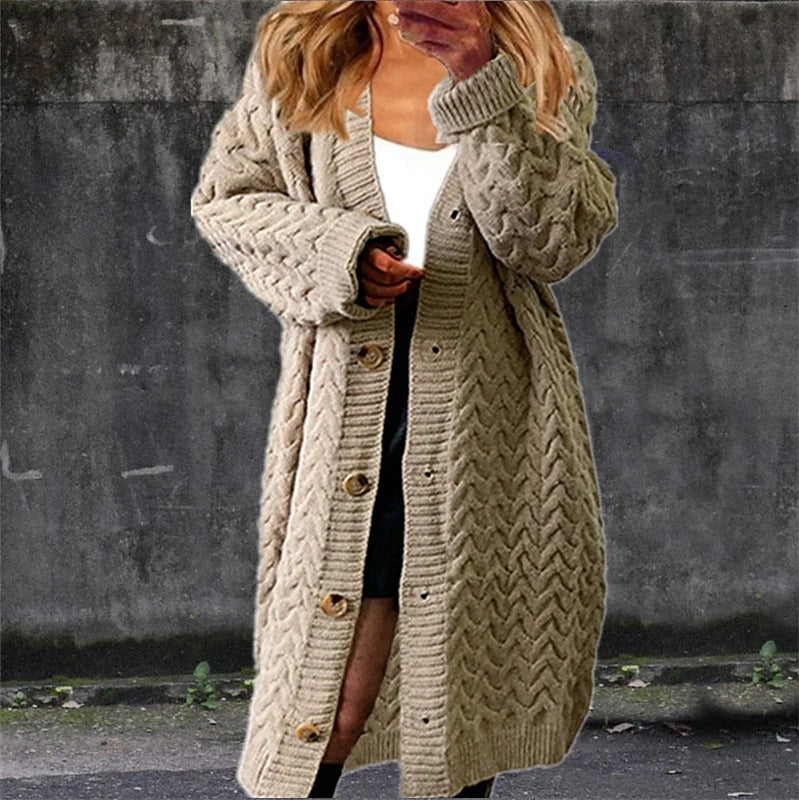 Cardigan femme en tricot épais avec design en cable texturé et poches pratiques Chic & Stil
