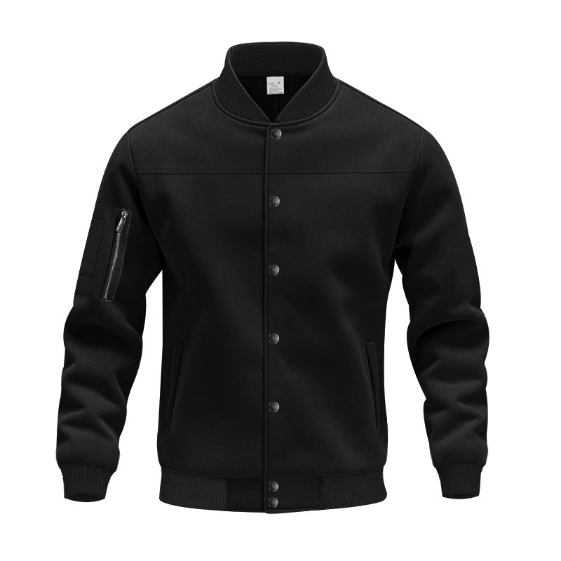 Trendy university jacket for men with practical zippered pockets and elastic cuffs Lune London