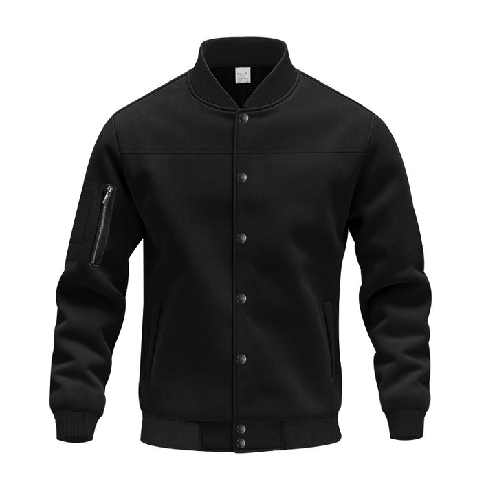 Trendy university jacket for men with practical zippered pockets and elastic cuffs Lune London