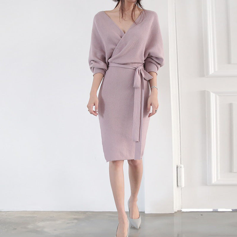 Robe portefeuille pour femmes en tricot doux Chic & Stil