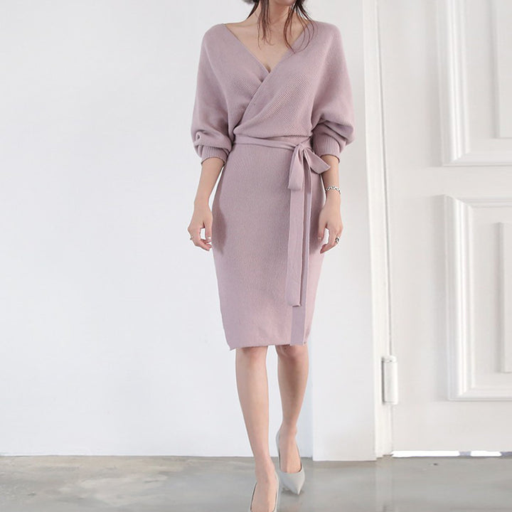 Robe portefeuille pour femmes en tricot doux Chic & Stil