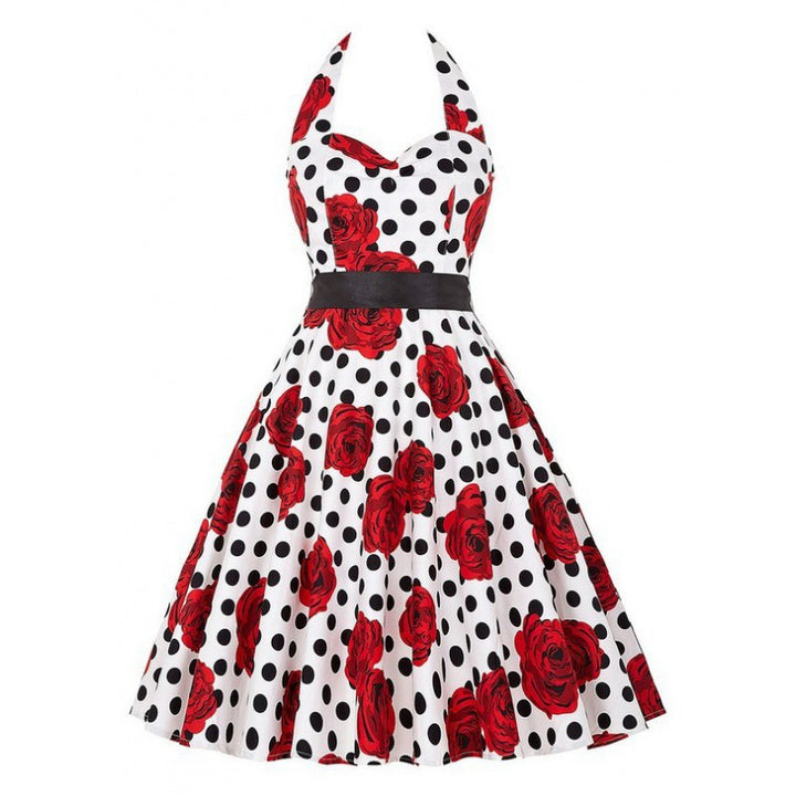 Robe vintage swing pour femme avec motif floral et pois Chic & Stil