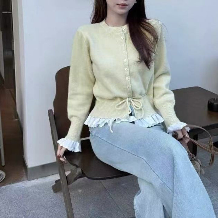 Cardigan femme avec volants et ceinture à la taille Chic & Stil
