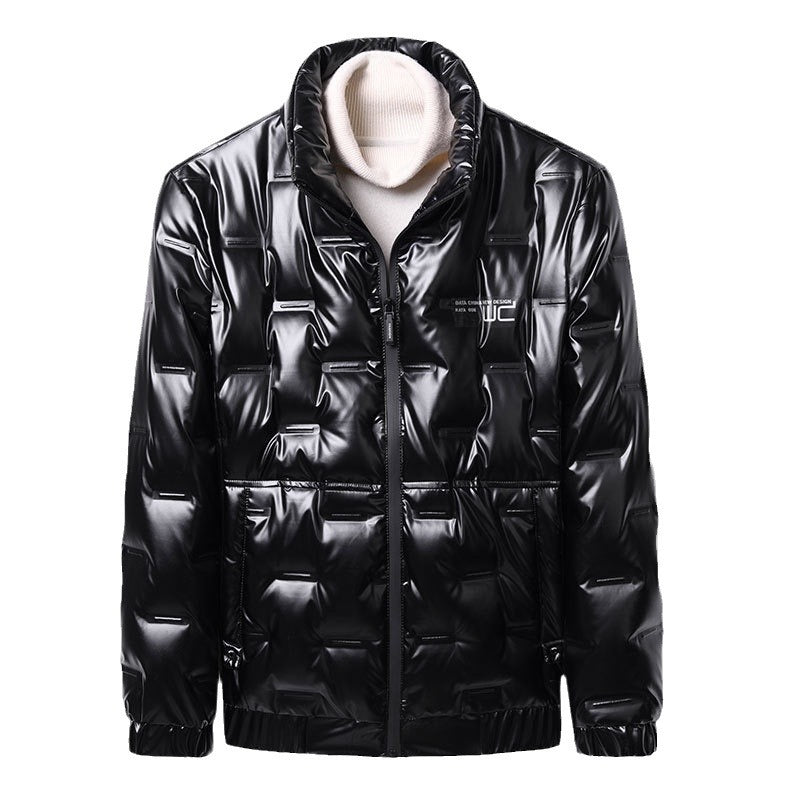 Shiny quilted jacket for men with high collar Lune London