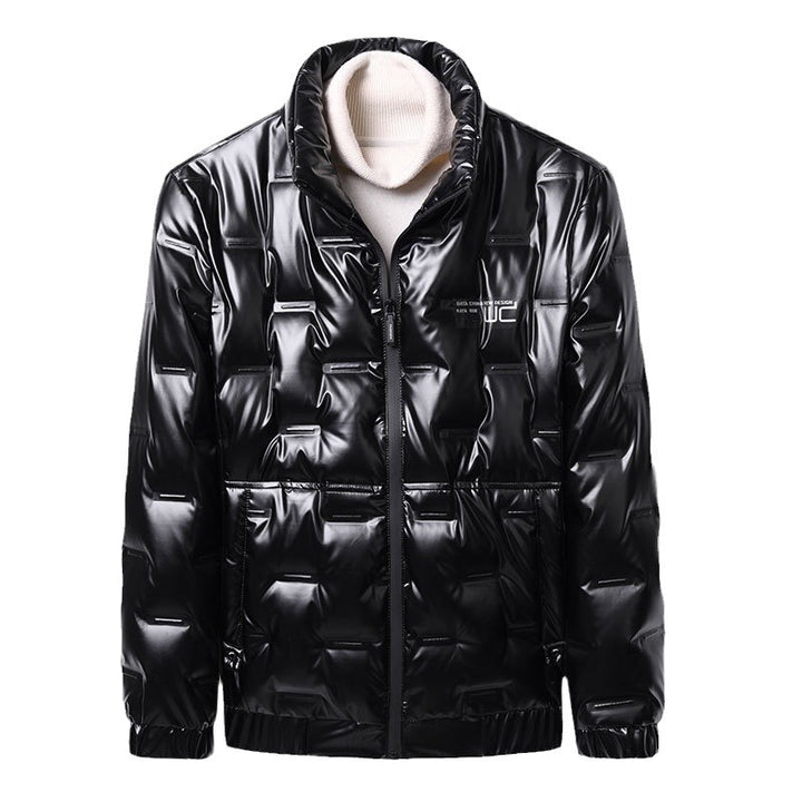 Shiny quilted jacket for men with high collar Lune London