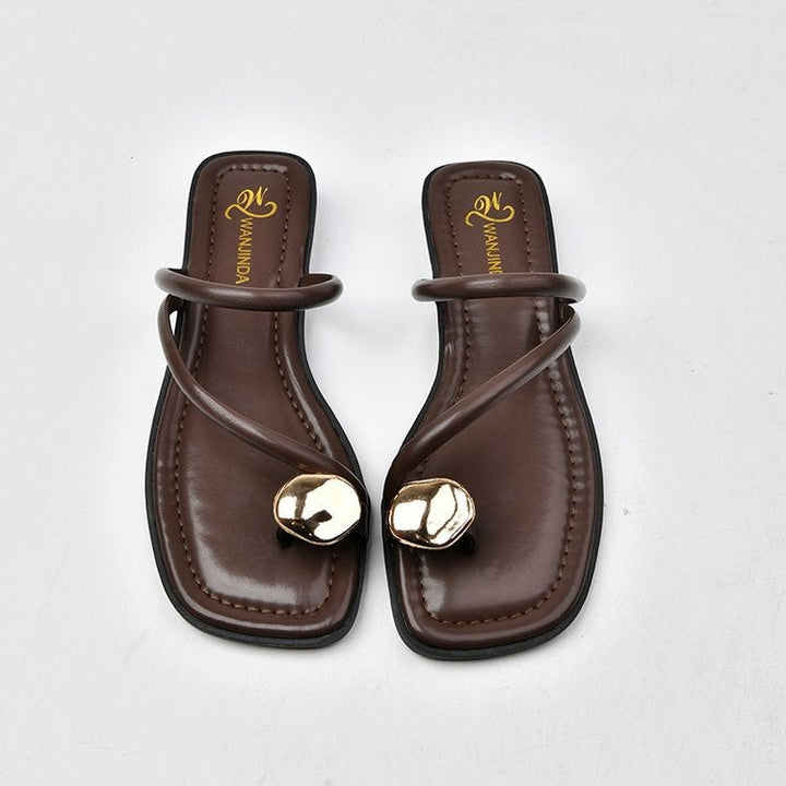 Women Elegant and Fashionable Strappy Sandals with Unique Metal Accent Lune London
