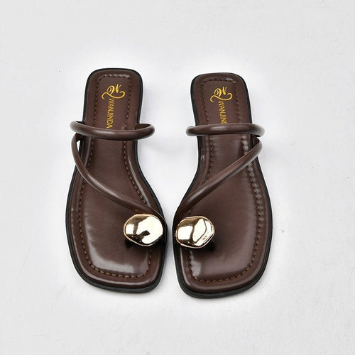 Women Elegant and Fashionable Strappy Sandals with Unique Metal Accent Lune London