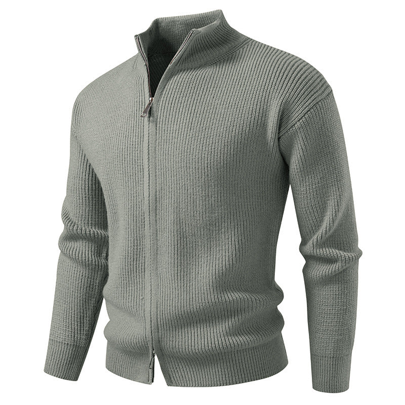 Men's knitted jacket with high collar and zipper Lune London