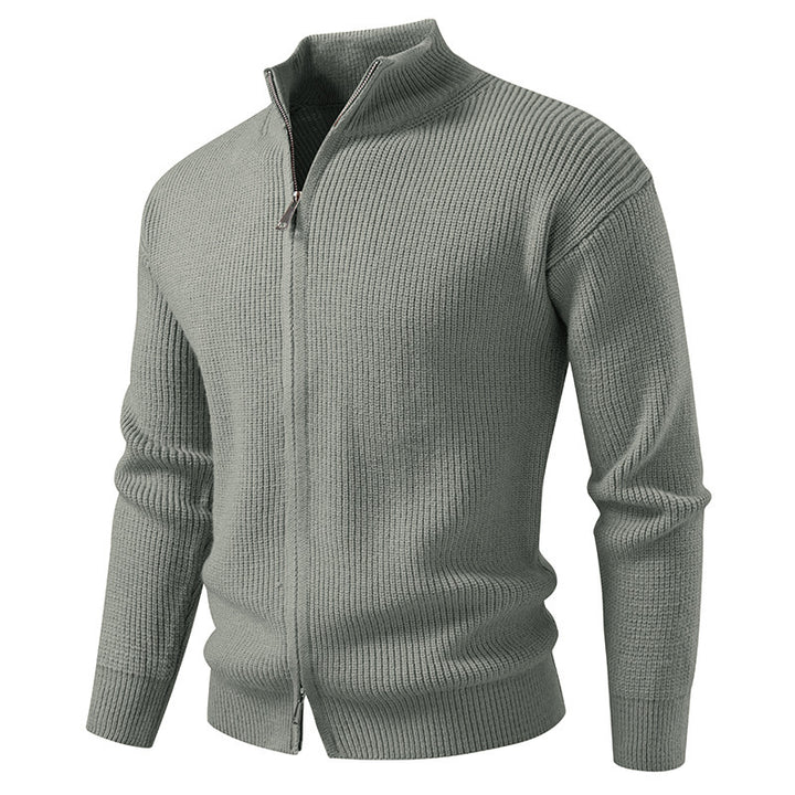 Men's knitted jacket with high collar and zipper Lune London