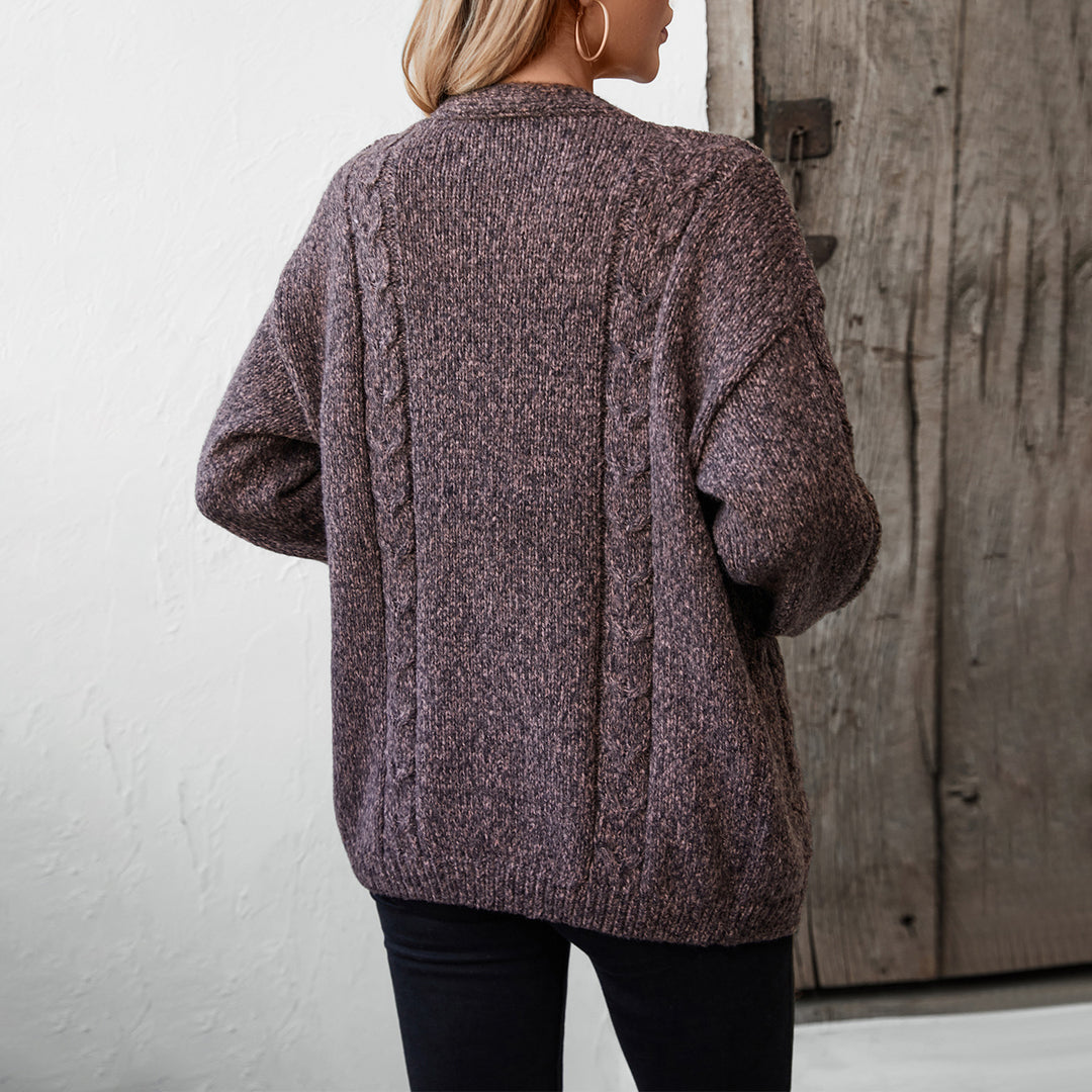 Knitted jacket for women with cable pattern and pockets Lune London