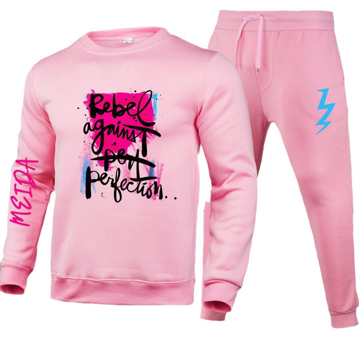 Women's sporty sweatshirt and jogging pants set with urban graphic print Lune London