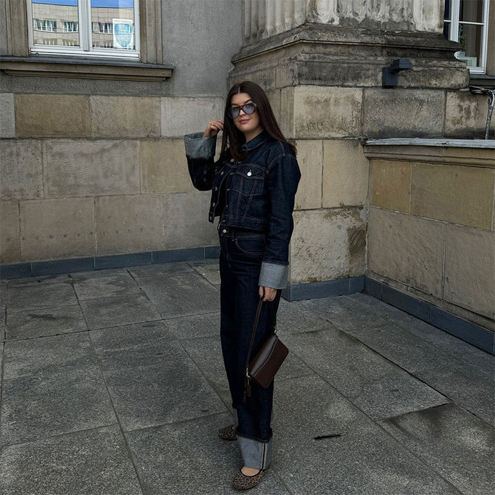 Pantalons en denim larges pour femmes avec ourlet retroussé Chic & Stil